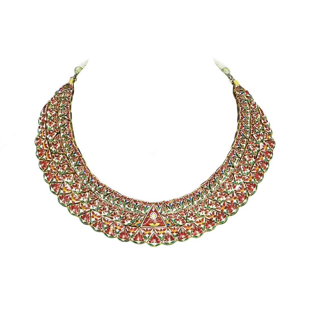 Geometric Polki Collar Necklace with Gold Framework